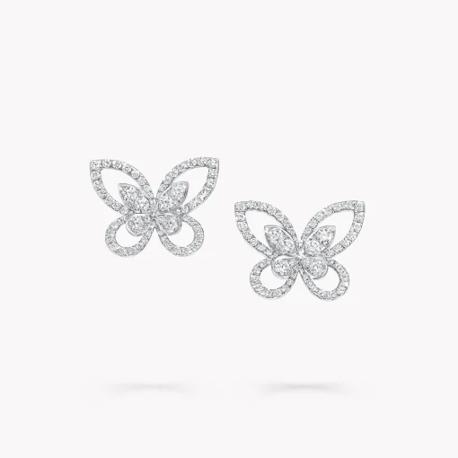Graff Butterfly Silhouette Diamond Stud Earrings^ White Gold|Butterfly