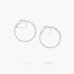 Graff Classic Butterfly Diamond Hoop Earrings^ White Gold|White Diamond