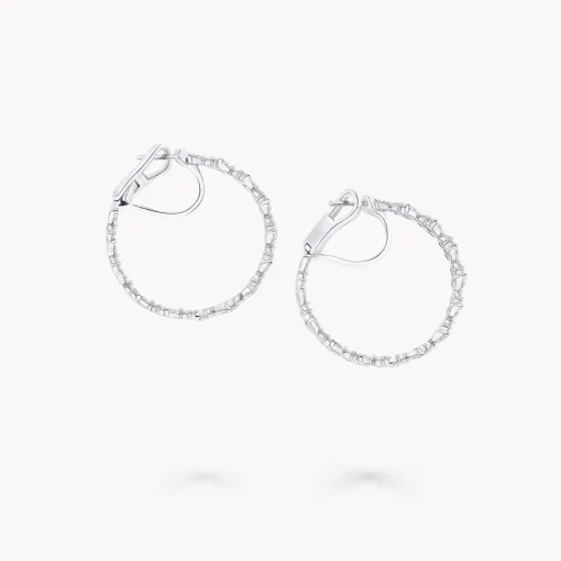 Graff Classic Butterfly Diamond Hoop Earrings^ White Gold|White Diamond