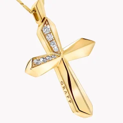 Graff Cross Pendant^ Yellow Gold|Classic Graff