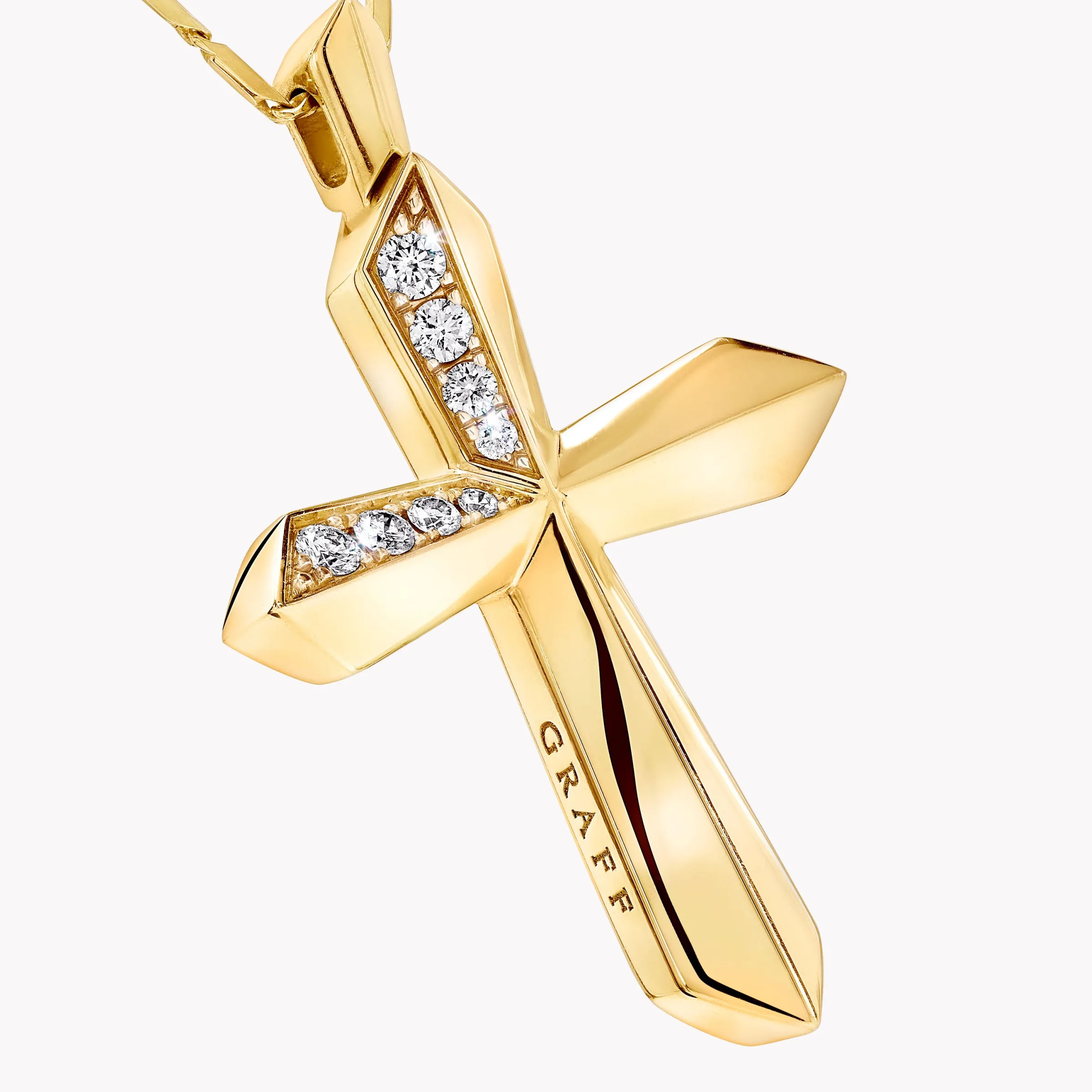 Graff Cross Pendant^ Yellow Gold|Classic Graff