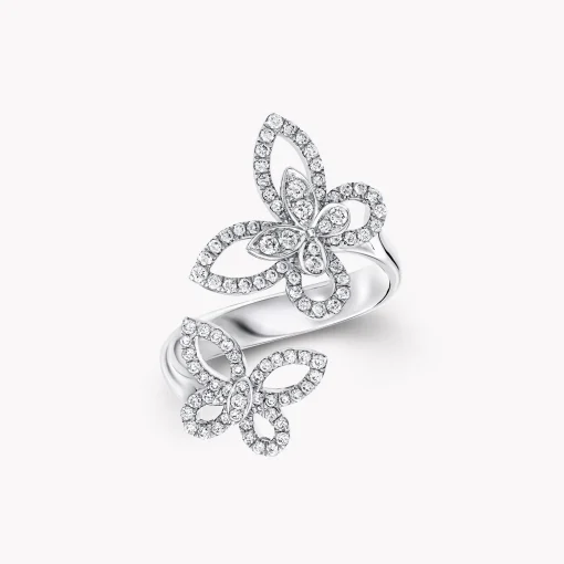 Graff Double Butterfly Silhouette Diamond Ring^ White Gold|Butterfly