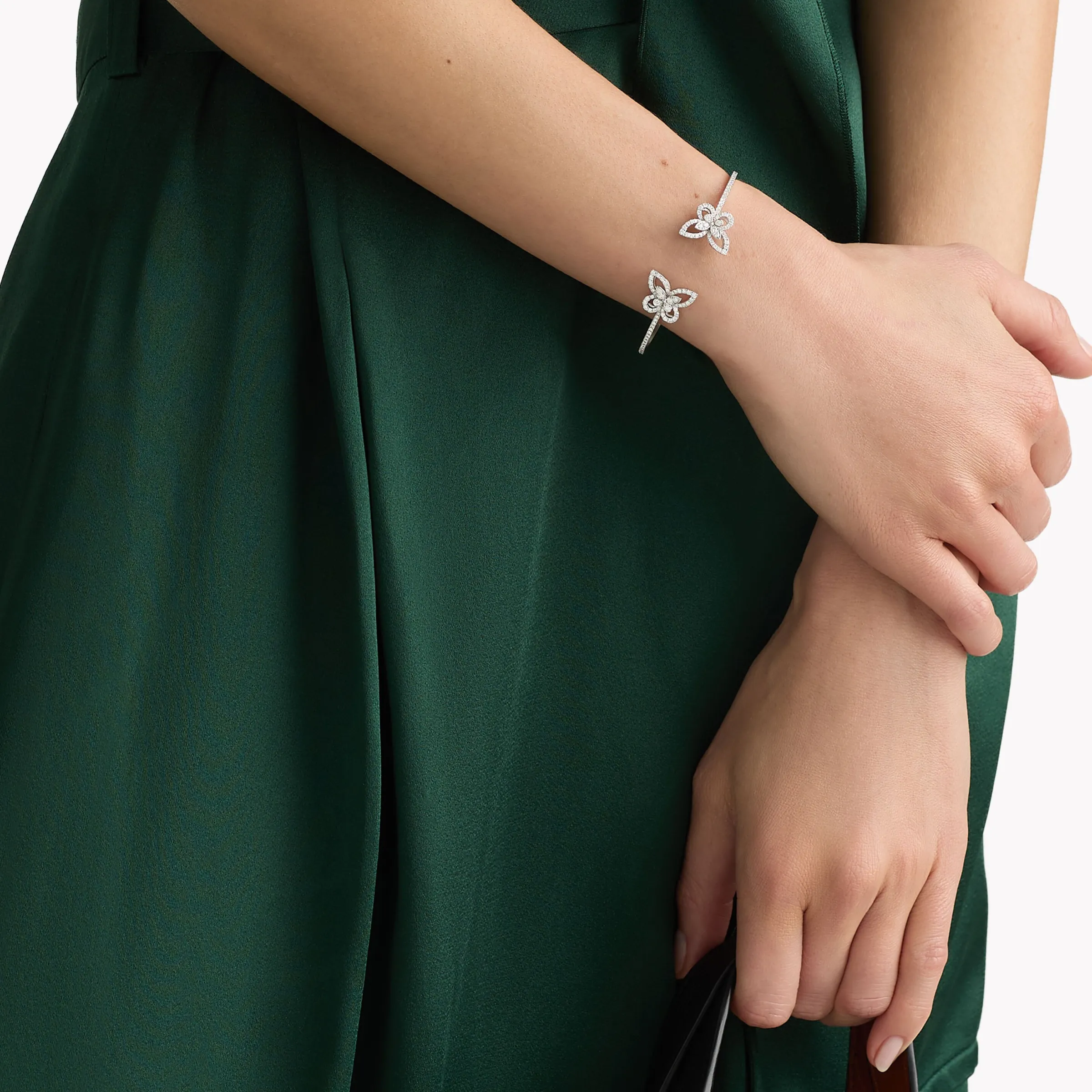 Graff Double Butterfly Silhouette Diamond Bangle^ White Gold|Butterfly