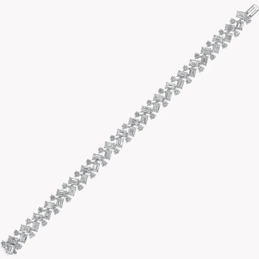 Graff Emerald Cut And Round Diamond Bracelet^ Bridal Jewelry|Platinum