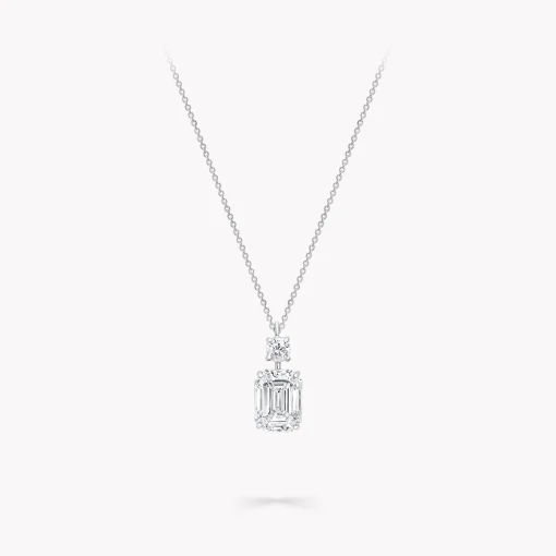 Graff Emerald Cut Diamond Pendant^ Bridal Jewelry|White Diamond