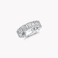 Graff Emerald Cut Diamond Wedding Band^ Eternity Rings|Platinum
