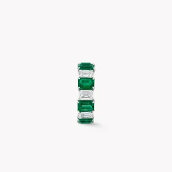 Graff Emerald Cut Emerald and Diamond Wedding Band^ Eternity Rings|For Her