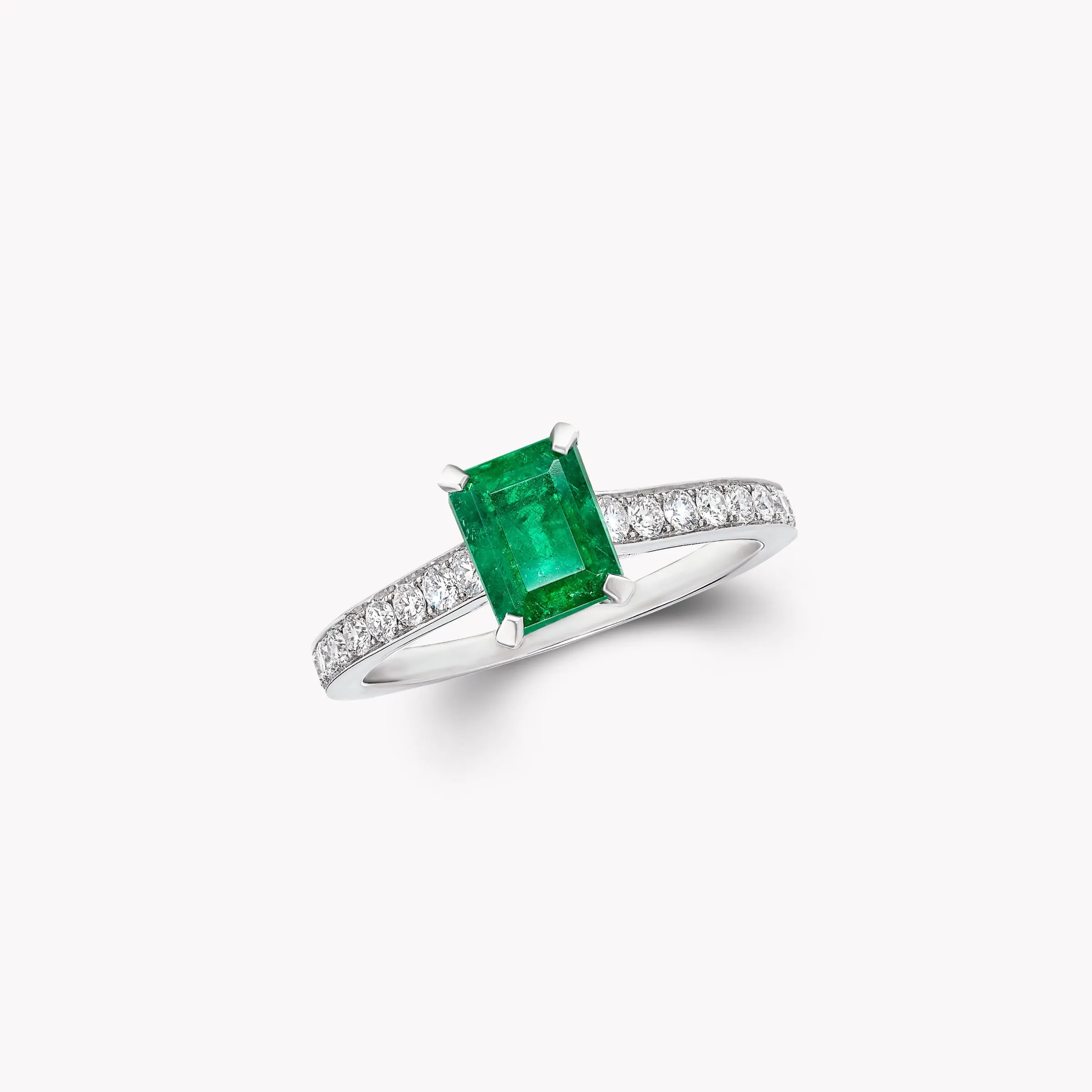 Graff Flame Emerald Cut Emerald and Diamond Engagement Ring^ Emerald|Flame