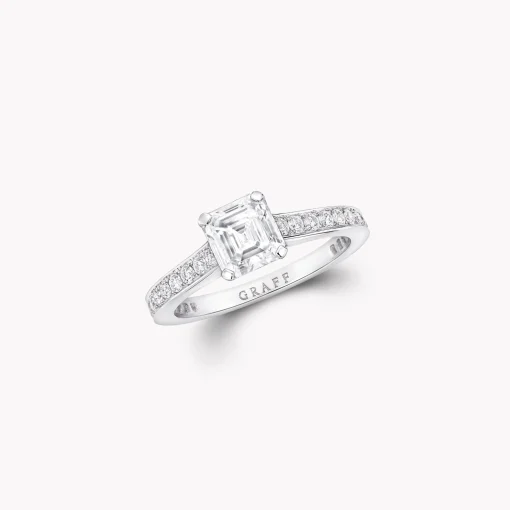 Graff Flame Square Emerald Cut Diamond Engagement Ring^ Emerald|Flame