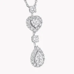 Graff Icon Heart and Pear Shape Diamond Drop Necklace^ White Gold|White Diamond