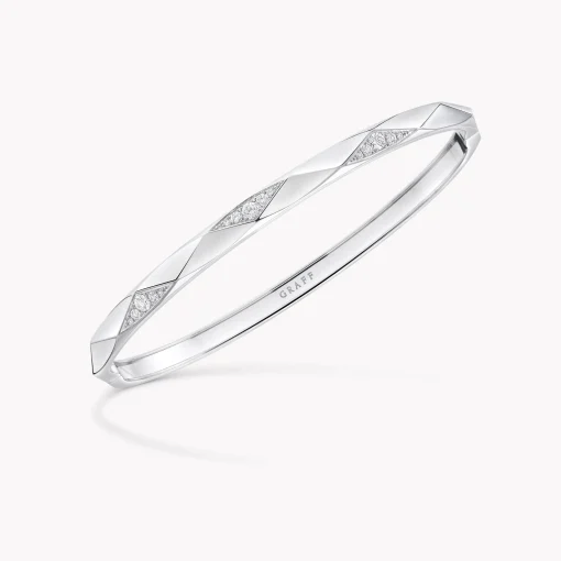Graff Laurence Signature Faceted Pavé Diamond Bangle^ White Gold|White Diamond