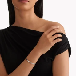 Graff Laurence Signature Faceted Pavé Diamond Bangle^ White Gold|White Diamond