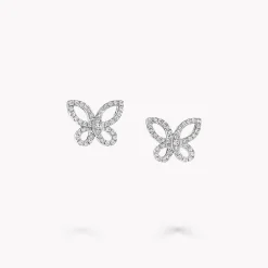 Graff Mini Butterfly Silhouette Diamond Earrings^ White Gold|Butterfly