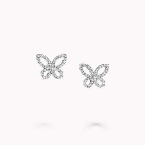 Graff Mini Butterfly Silhouette Diamond Earrings^ White Gold|Butterfly