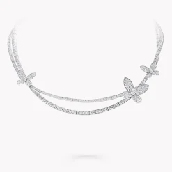 Graff Pavé Butterfly Diamond Necklace^ White Gold|White Diamond