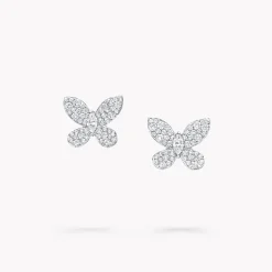 Graff Pavé Butterfly Diamond Small Stud Earrings^ White Gold|Butterfly