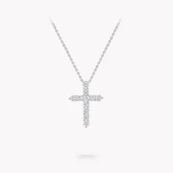 Graff Round Diamond Cross Medium Pendant^ White Gold|Classic Graff