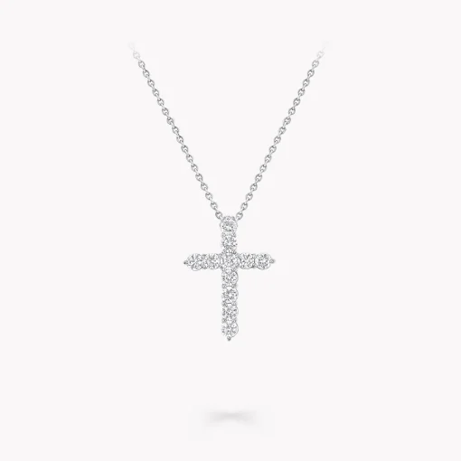 Graff Round Diamond Cross Medium Pendant^ White Gold|Classic Graff