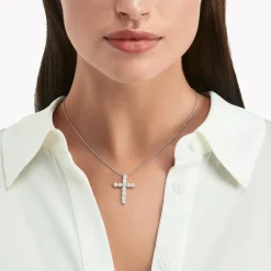 Graff Round Diamond Cross Medium Pendant^ White Gold|Classic Graff
