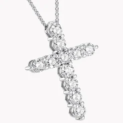 Graff Round Diamond Cross Medium Pendant^ White Gold|Classic Graff