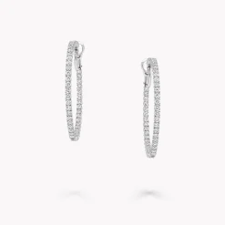 Graff Round Diamond Large Hoop Earrings^ Bridal Jewelry|White Gold