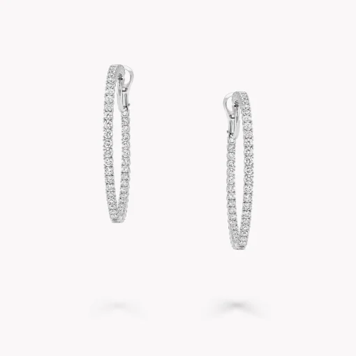 Graff Round Diamond Large Hoop Earrings^ Bridal Jewelry|White Gold
