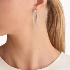 Graff Round Diamond Large Hoop Earrings^ Bridal Jewelry|White Gold