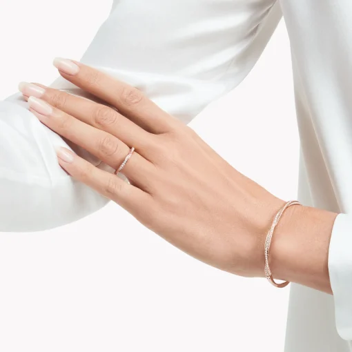 Graff Spiral Pavé Diamond Bangle^ Rose Gold|White Diamond