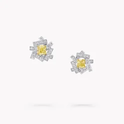 Graff Threads Yellow and White Diamond Stud Earrings^ Bridal Jewelry|Yellow Diamond