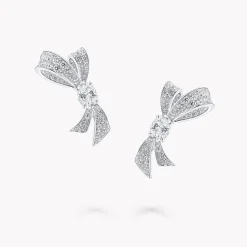 Graff Tilda's Bow Diamond Stud Earrings^ White Gold|White Diamond
