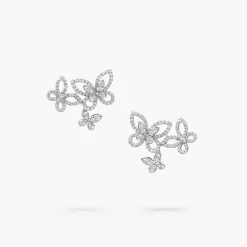 Graff Triple Butterfly Silhouette Diamond Earrings^ White Gold|Butterfly