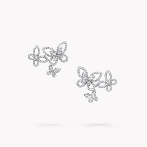 Graff Triple Butterfly Silhouette Diamond Earrings^ White Gold|Butterfly