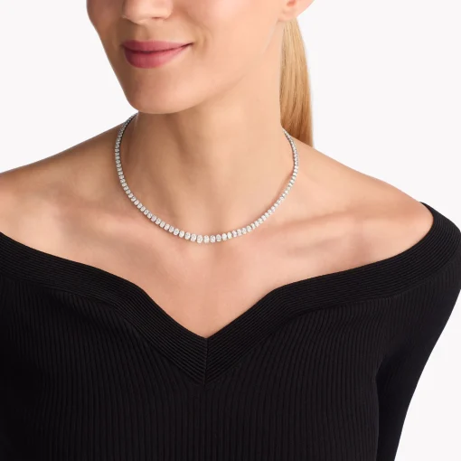 Graff White Oval Diamond Graduated Line Necklace^ Bridal Jewelry|White Diamond