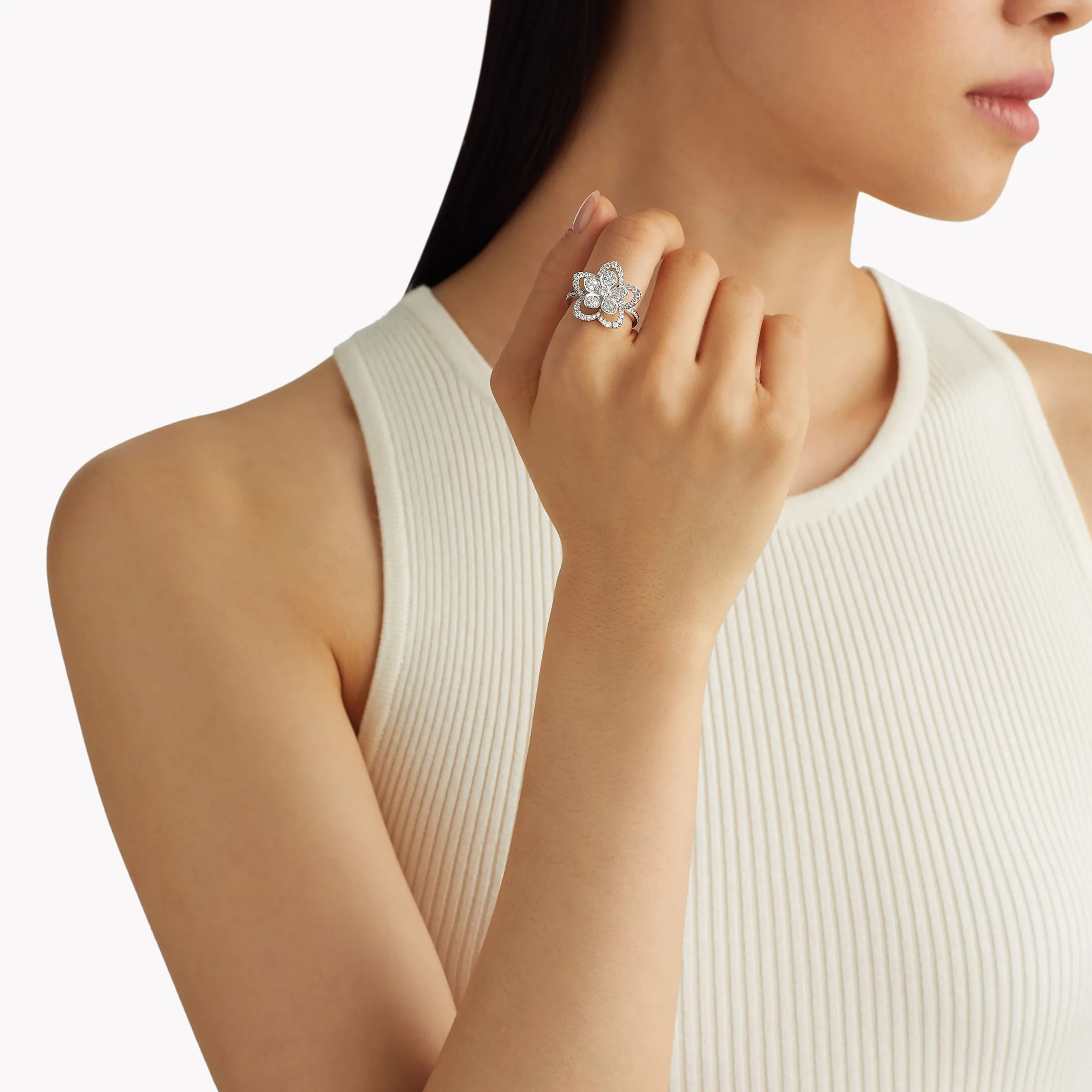 Graff Wild Flower Large Diamond Ring^ White Gold|Wild Flower