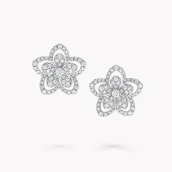 Graff Wild Flower Large Diamond Stud Earrings^ White Gold|Wild Flower