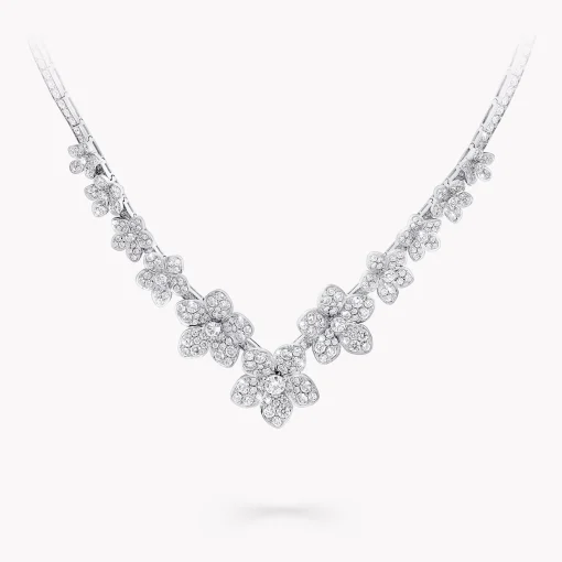 Graff Wild Flower V Shape Diamond Necklace^ Bridal Jewelry|White Gold