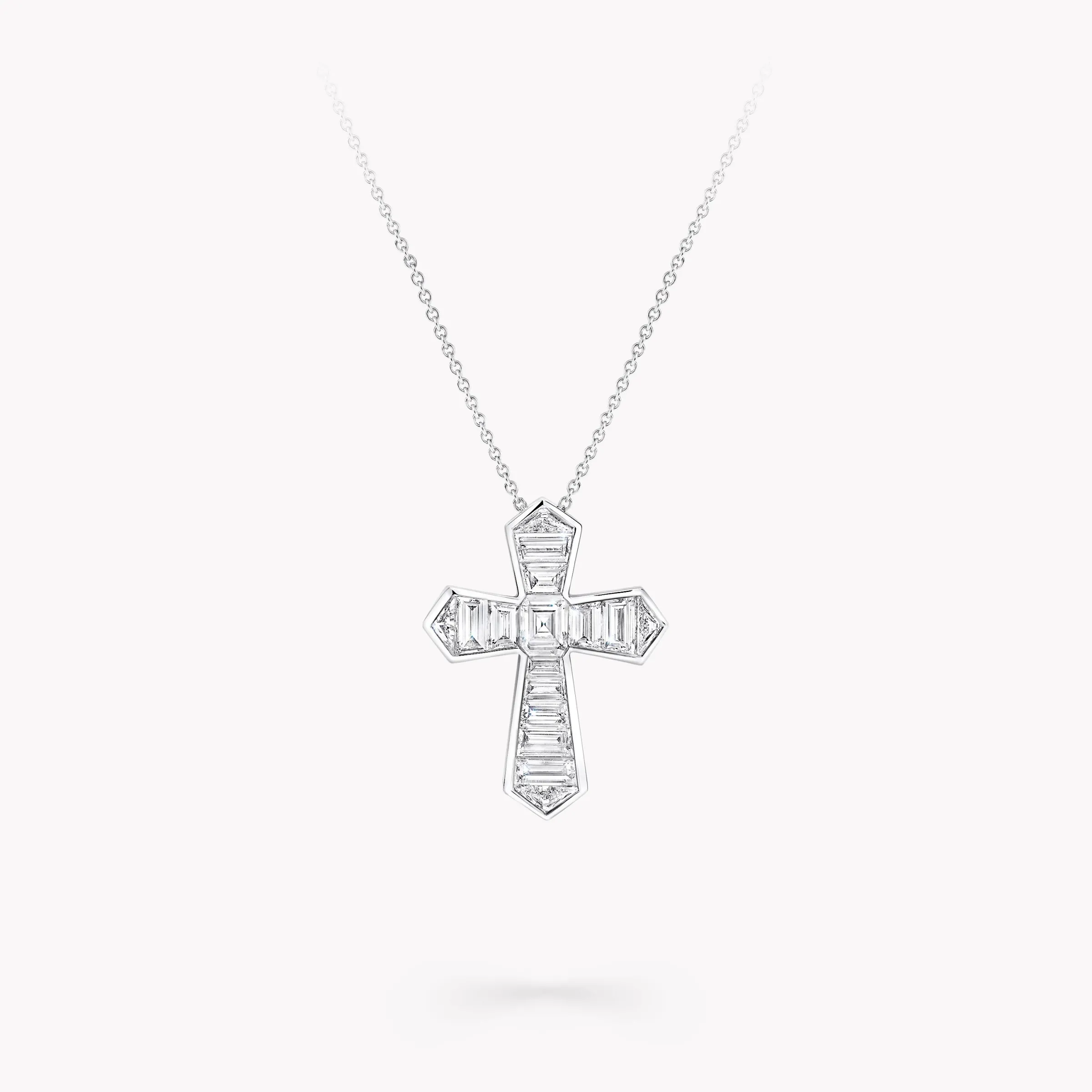 Graff Baguette Cut Diamond Cross Pendant^ Platinum|Classic Graff