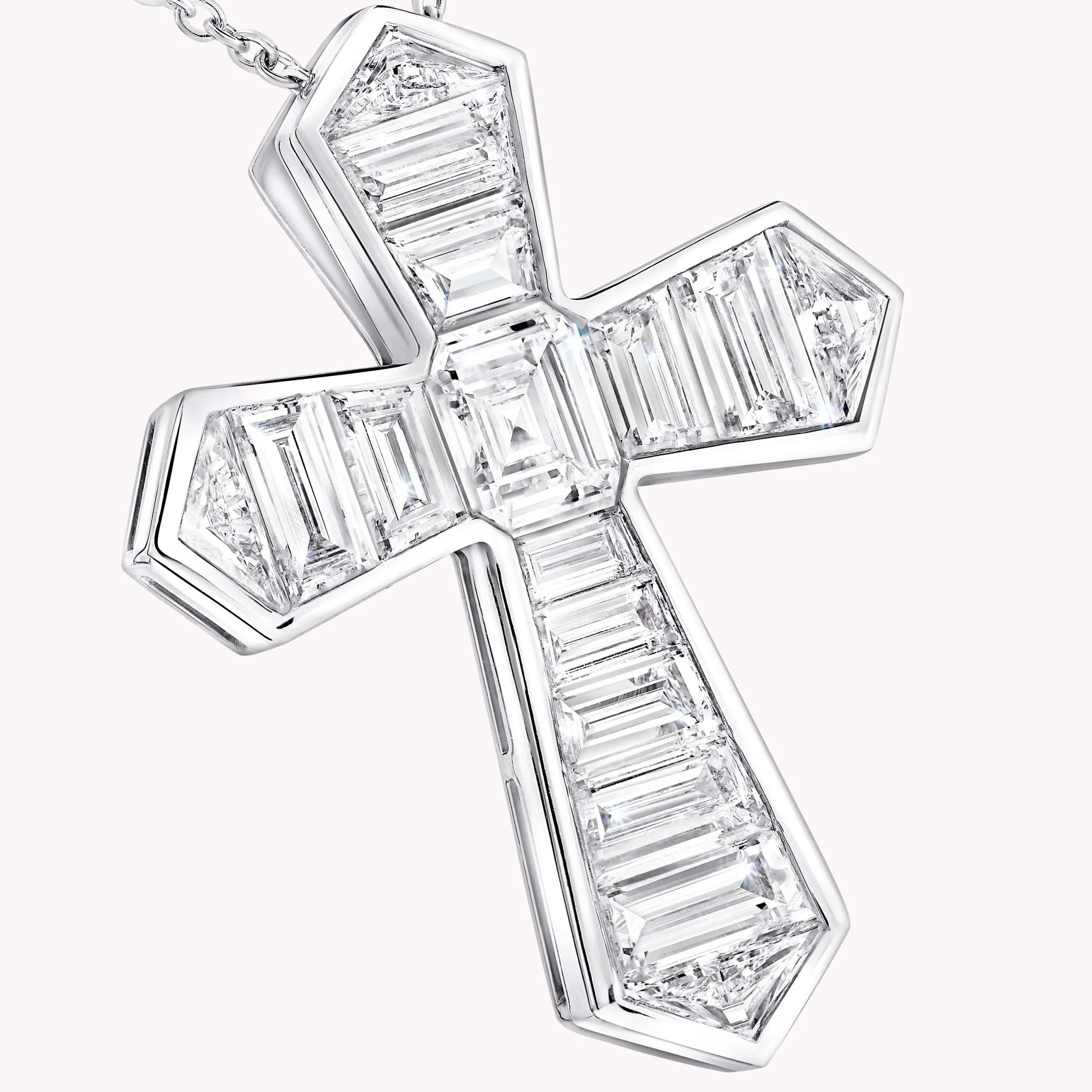 Graff Baguette Cut Diamond Cross Pendant^ Platinum|Classic Graff