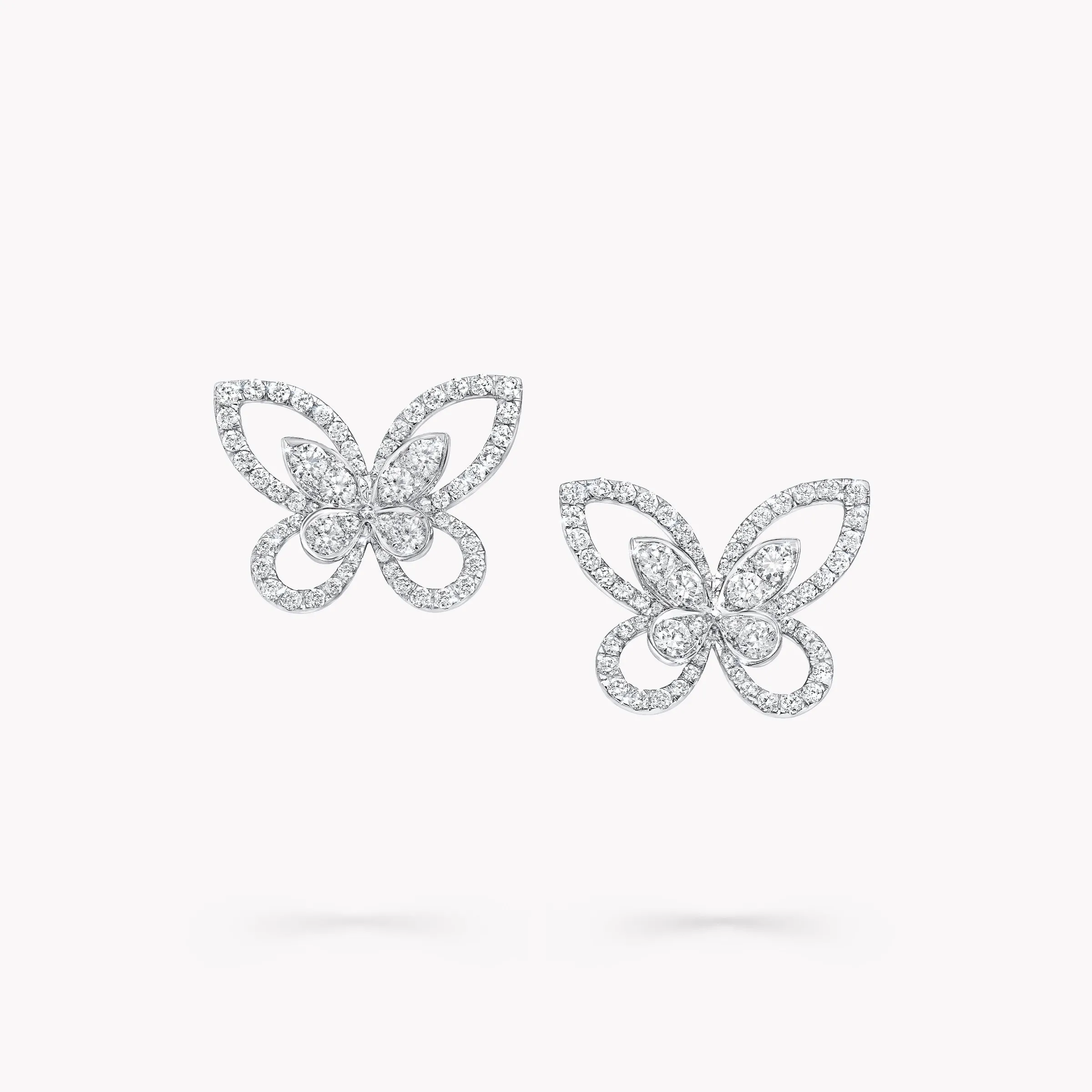 Graff Butterfly Silhouette Diamond Stud Earrings^ White Gold|Butterfly