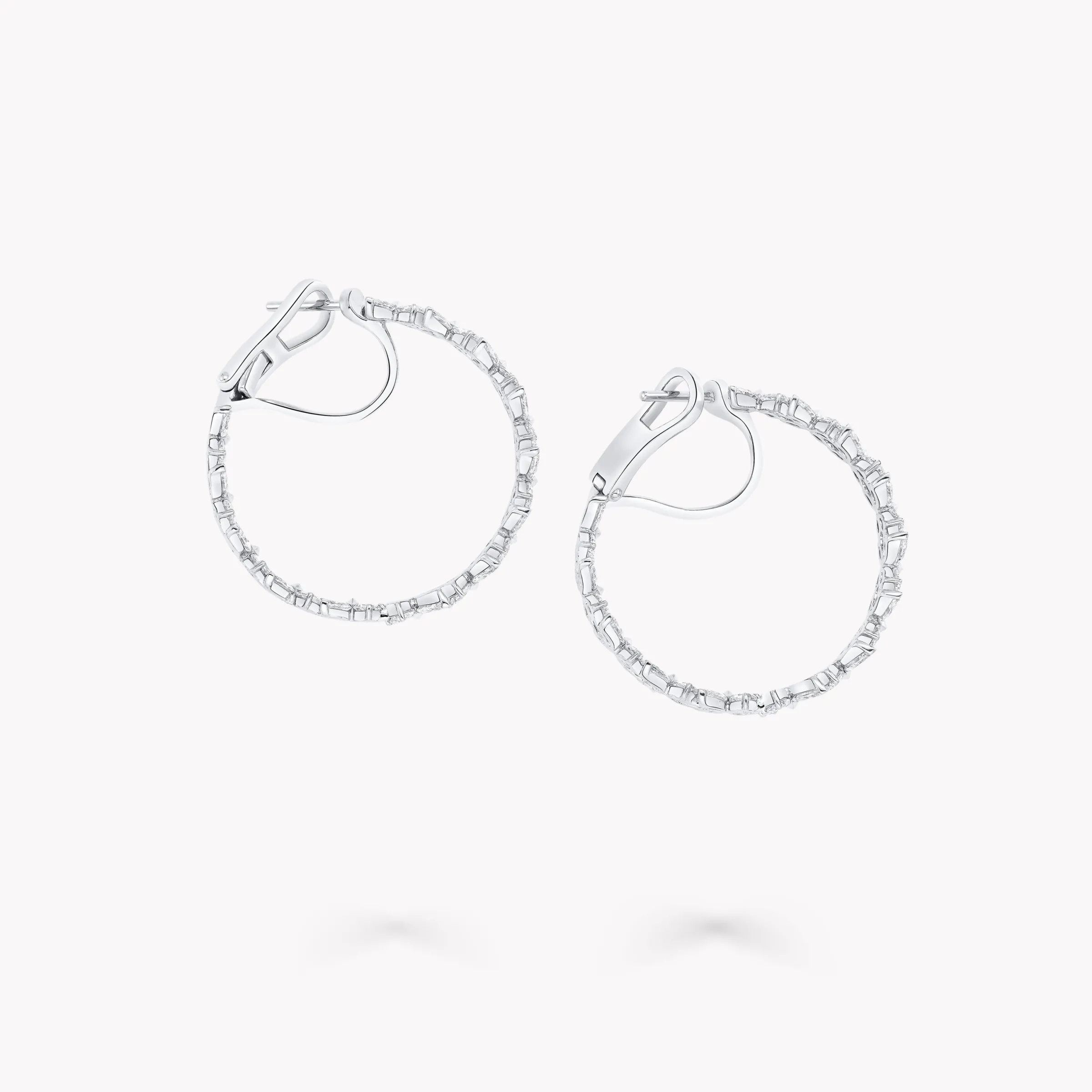 Graff Classic Butterfly Diamond Hoop Earrings^ White Gold|White Diamond