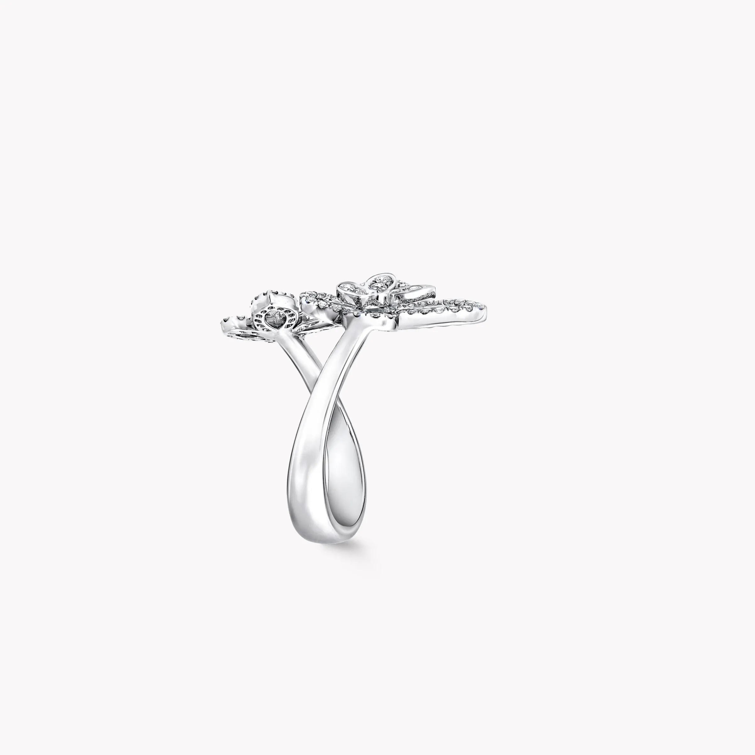 Graff Double Butterfly Silhouette Diamond Ring^ White Gold|Butterfly