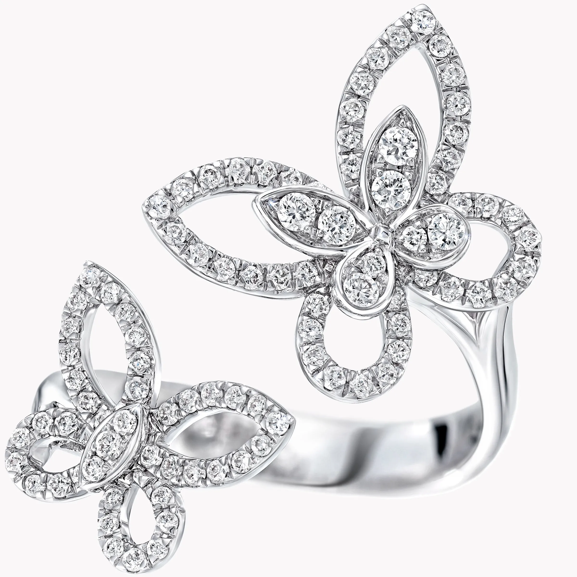 Graff Double Butterfly Silhouette Diamond Ring^ White Gold|Butterfly