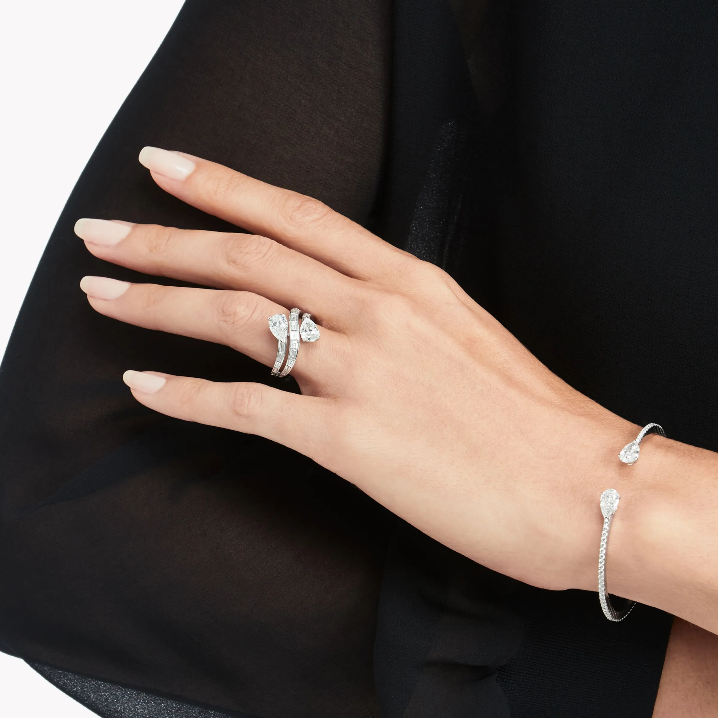 Graff Duet Triple Row Diamond Ring^ Rings