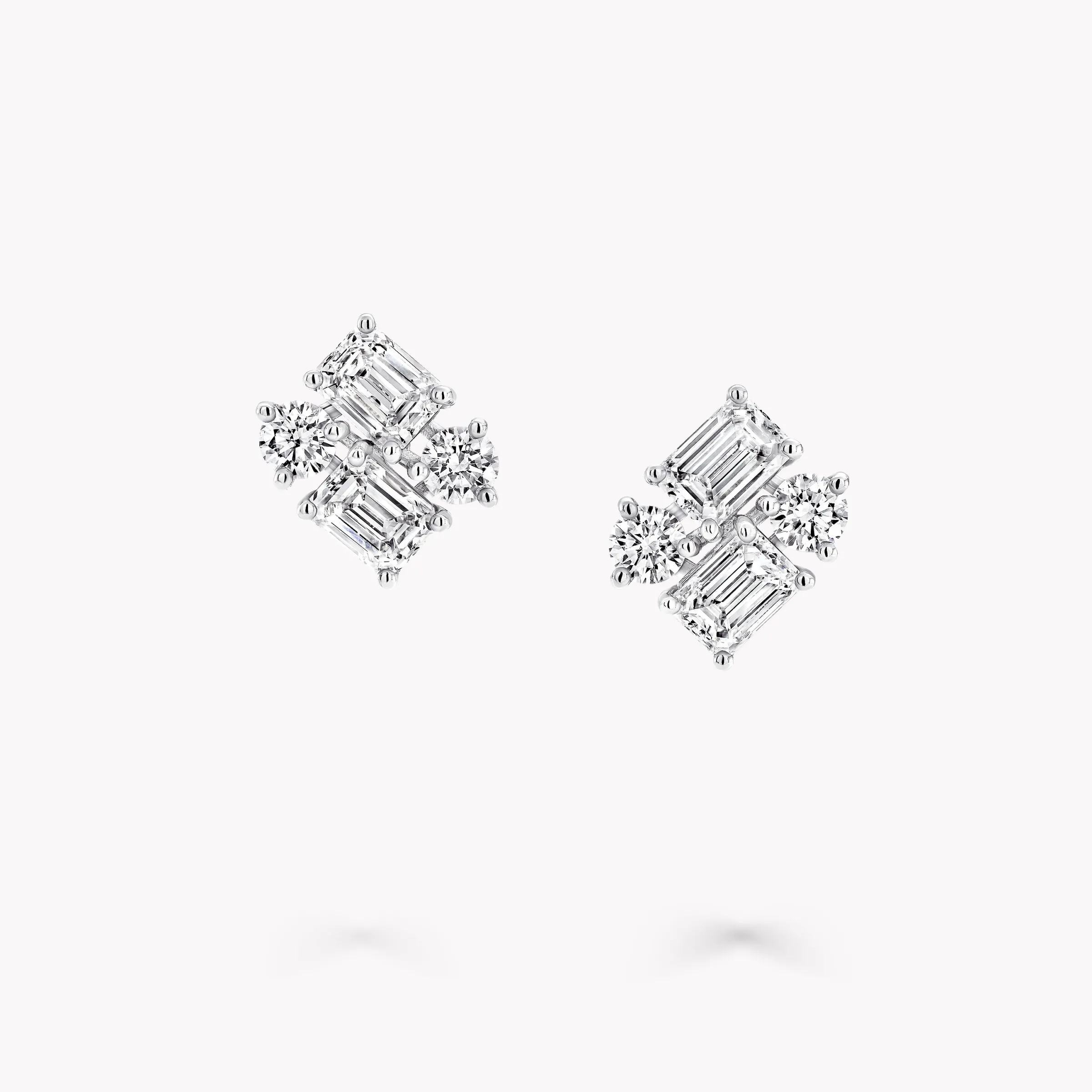 Graff Emerald Cut and Round Diamond Earrings^ Bridal Jewelry|White Diamond