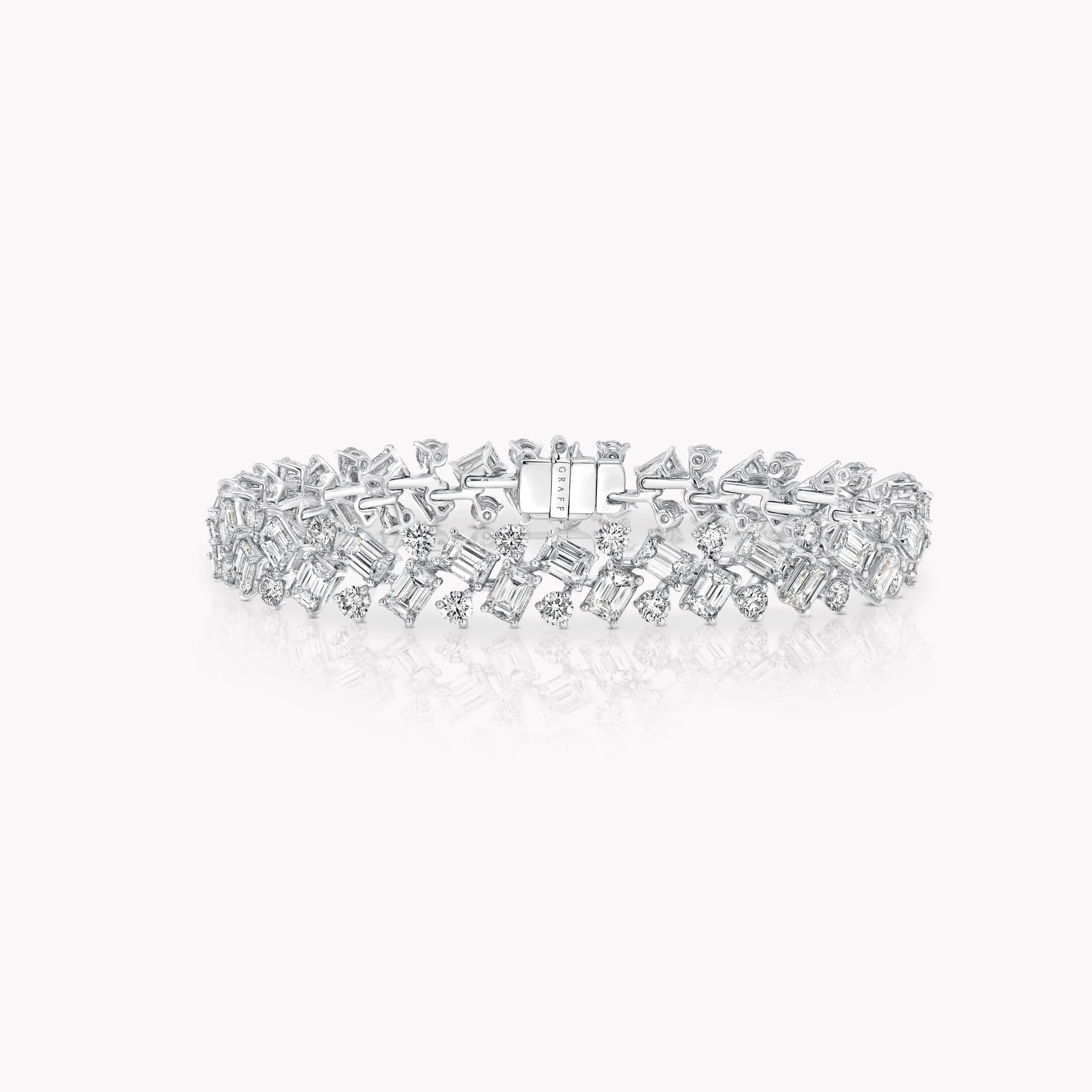 Graff Emerald Cut And Round Diamond Bracelet^ Bridal Jewelry|Platinum
