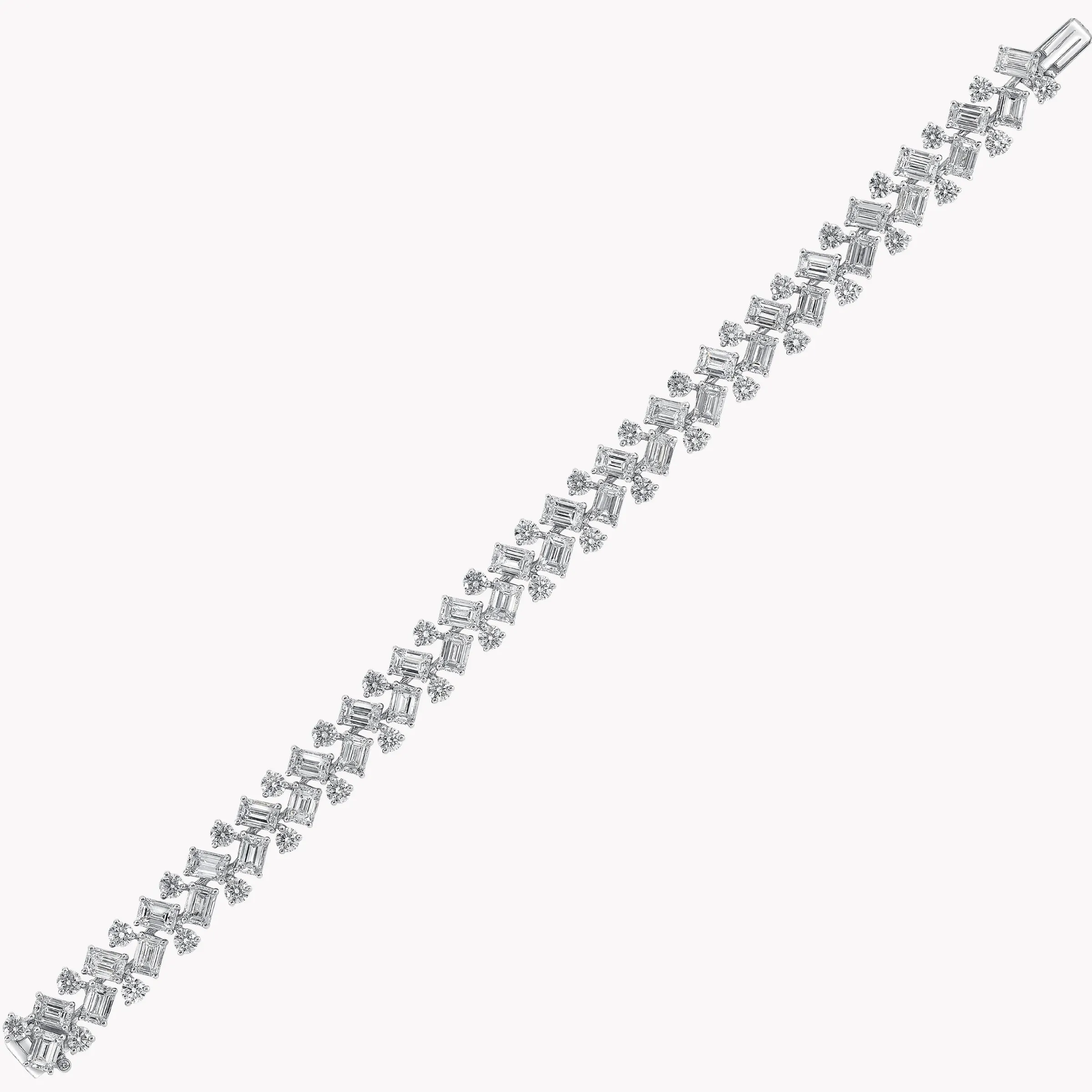 Graff Emerald Cut And Round Diamond Bracelet^ Bridal Jewelry|Platinum