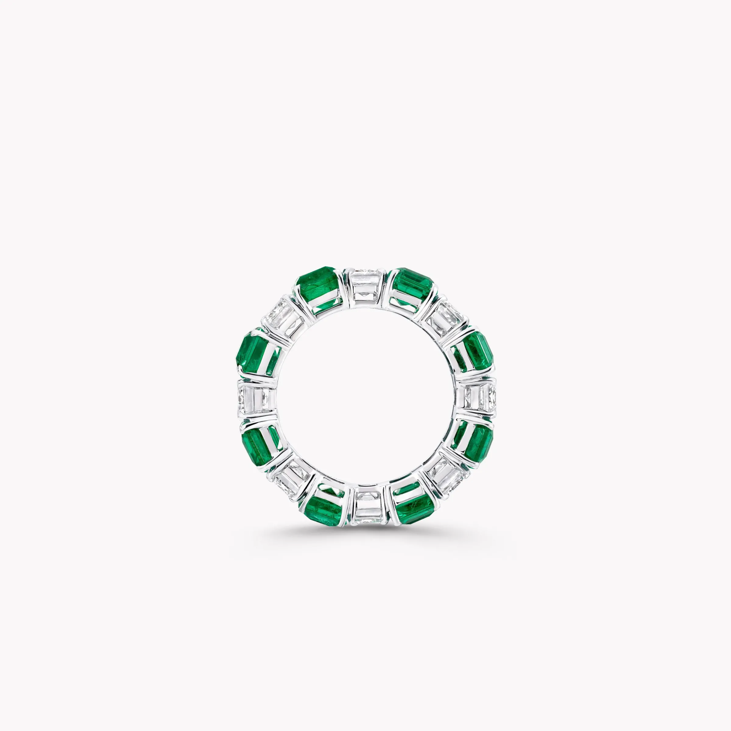 Graff Emerald Cut Emerald and Diamond Wedding Band^ Eternity Rings|For Her