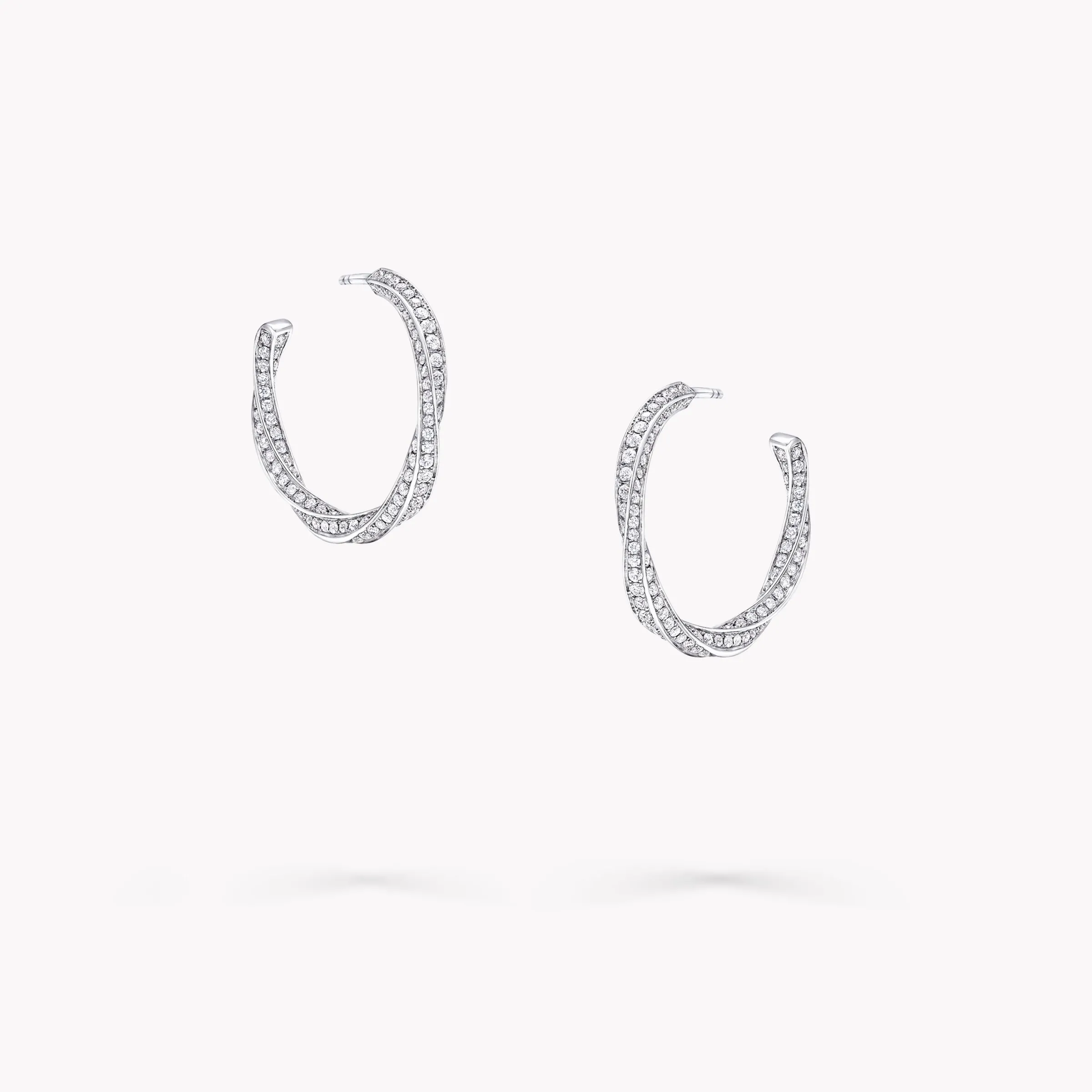 Graff Spiral Diamond Hoop Earrings^ White Gold|Spiral