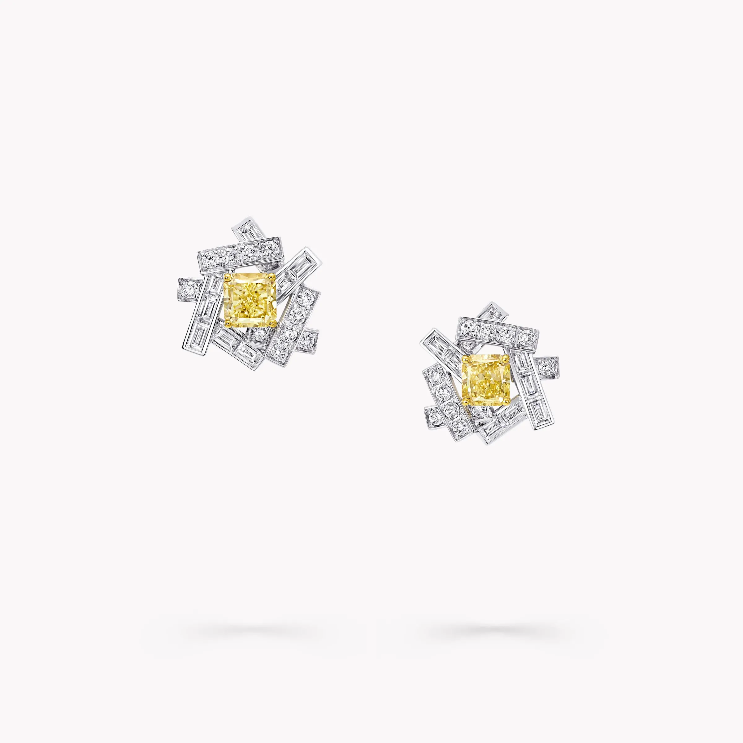 Graff Threads Yellow and White Diamond Stud Earrings^ Bridal Jewelry|Yellow Diamond