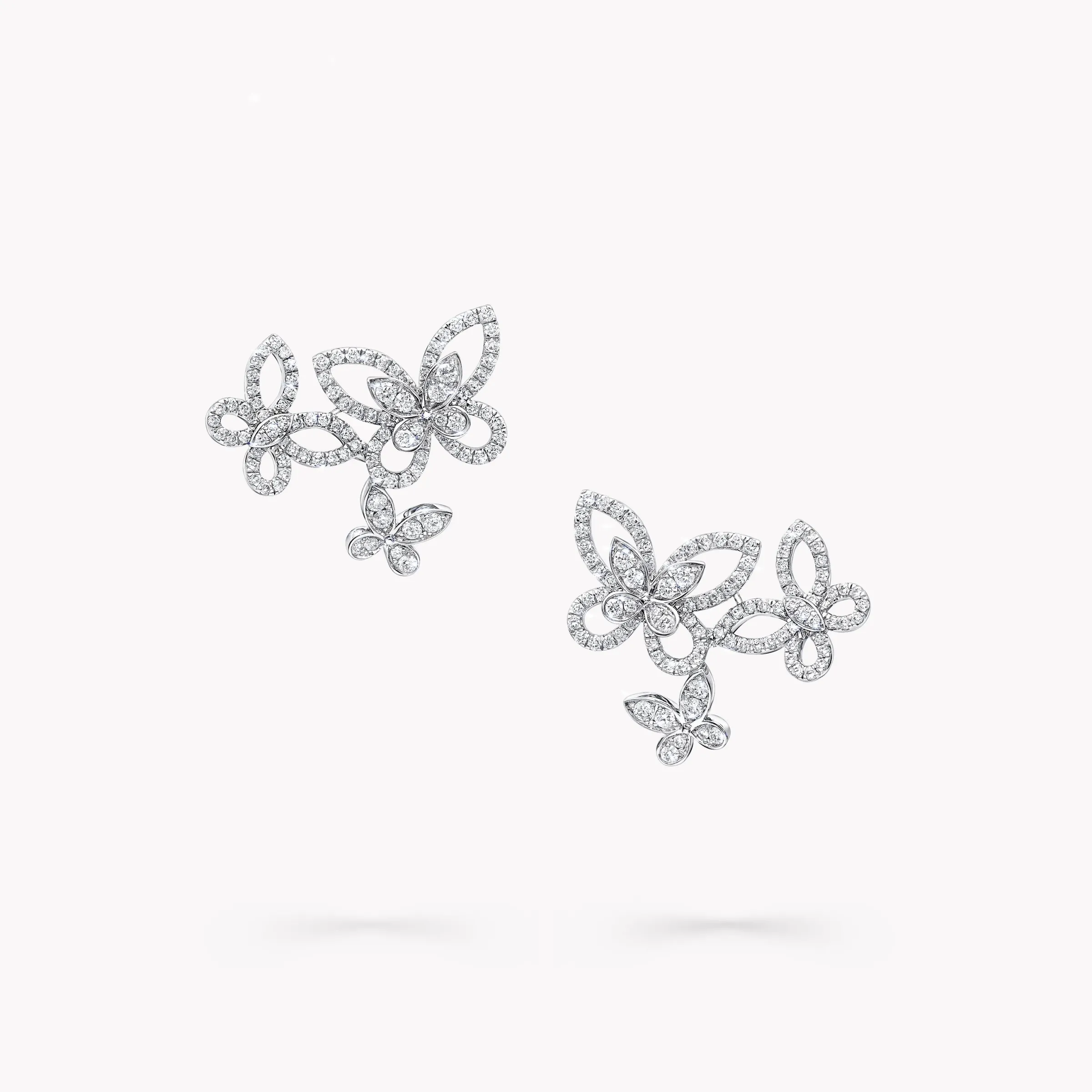 Graff Triple Butterfly Silhouette Diamond Earrings^ White Gold|Butterfly